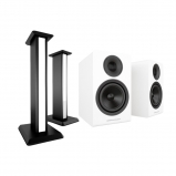 Acoustic Energy AE300s & Stands Package in Piano Gloss White - package