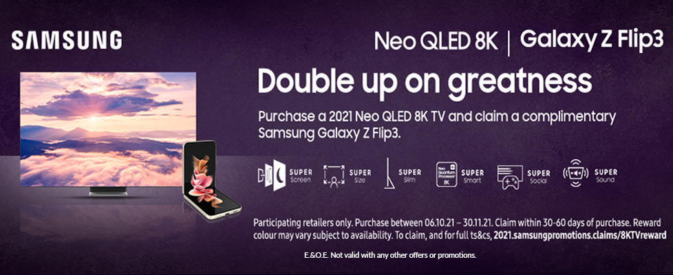 Purchase a 2021 Neo QLED 8K TV and claim a complimentary Samsung Galaxy Z Flip3