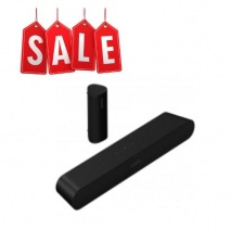 Sonos roam 2 in black with sonos ray in black