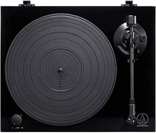 Audio Technica AT-LPW50PB Turntable Manual Belt Drive Wood Base Piano Black - top