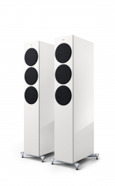 KEF Reference 3 Meta in High Gloss White/Champagne - Grille on