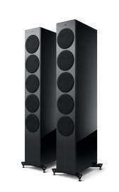 KEF Reference 5 Meta in High Gloss Black/Grey - Grille on